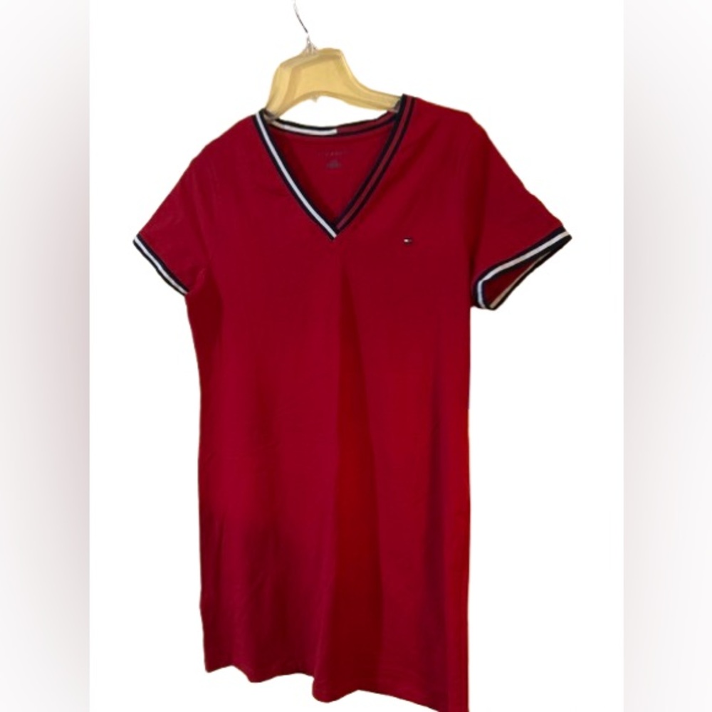 Tommy Hilfiger Red V-Neck Mini Dress